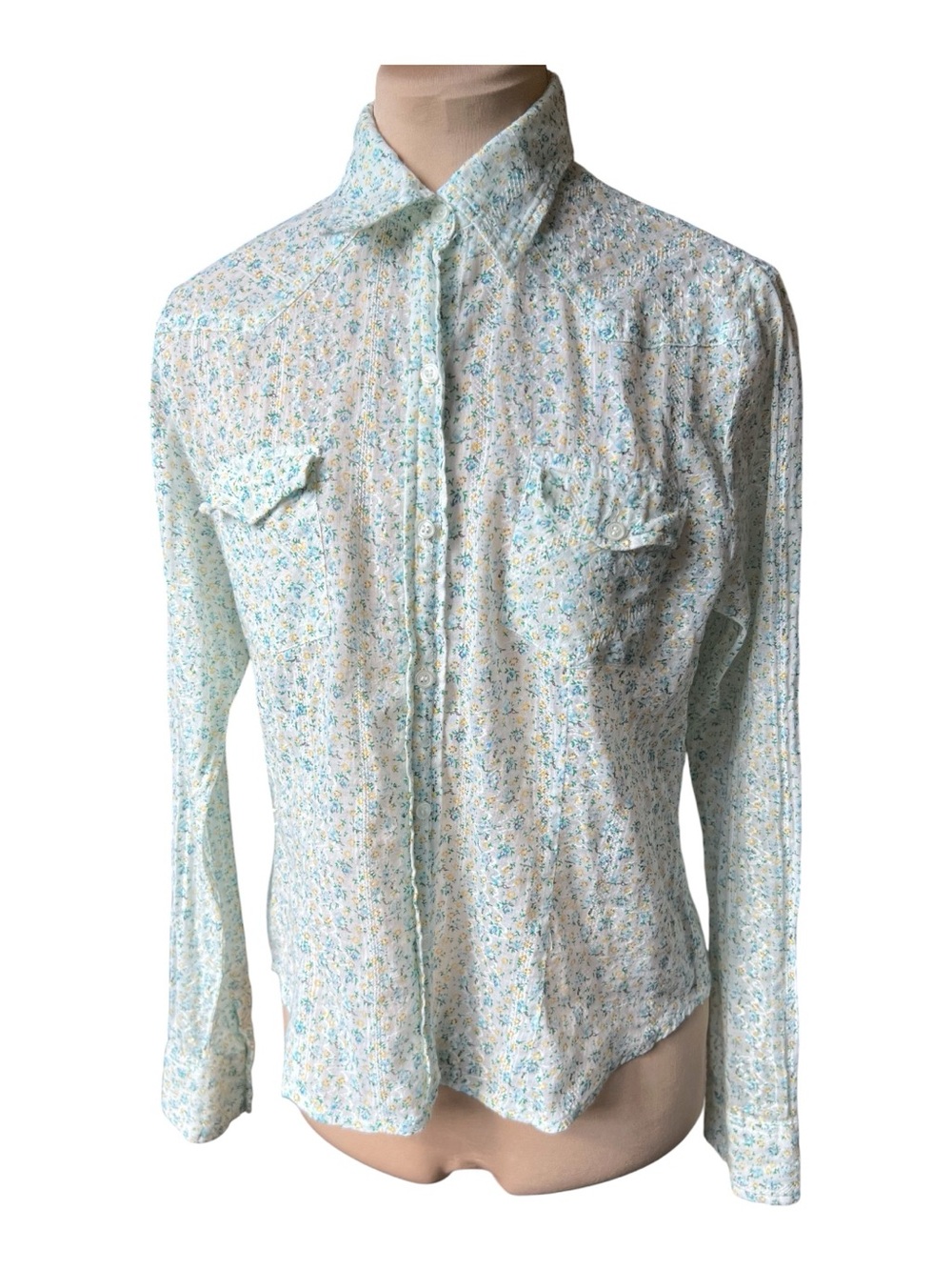 Andrew & Co. Western Ditsy Floral Embroidered Button Down Shirt L